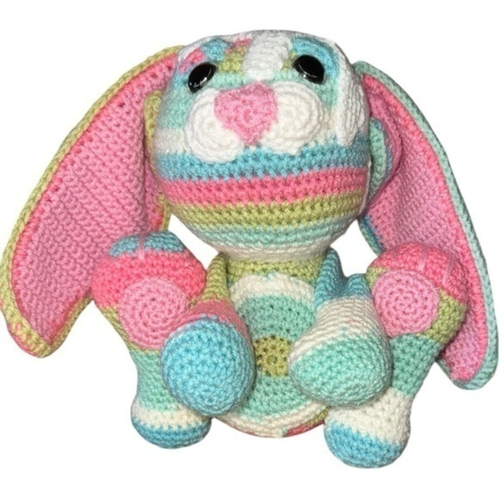 Handmade Crochet Bunny Rabbit Rainbow Stuffed Animal